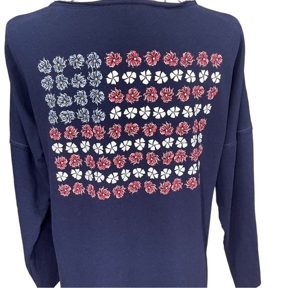 Crown & Ivy USA Floral Flag Long Sleeve Lightweight Sweatshirt Size Small - Picture 7 of 10